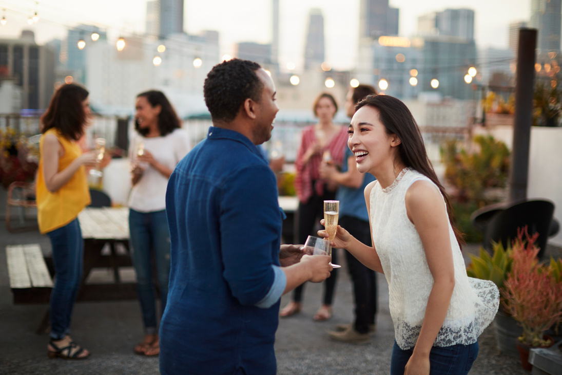 Friends Gathered on Rooftop